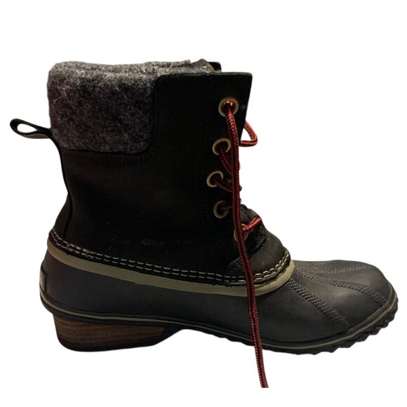 SOREL Gray + Black Slimpack II Waterproof Lace-Up Women's Duck Boots Size 8.5 - Picture 6 of 9